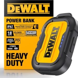 DEWALT Heavy Duty Portable Charger, Power Bank, Travel Worksite 10,000 mAh